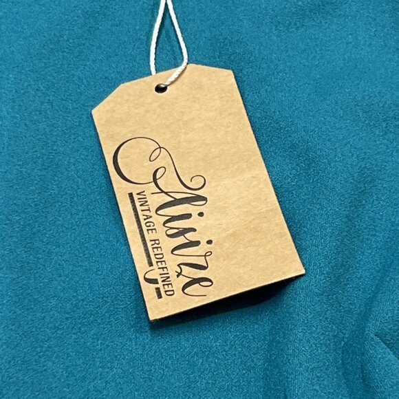 Aisire Vintage Redefined Dress Womens M Teal Chiffon Midi Faux Wrap Waist Ruffle - Picture 10 of 10